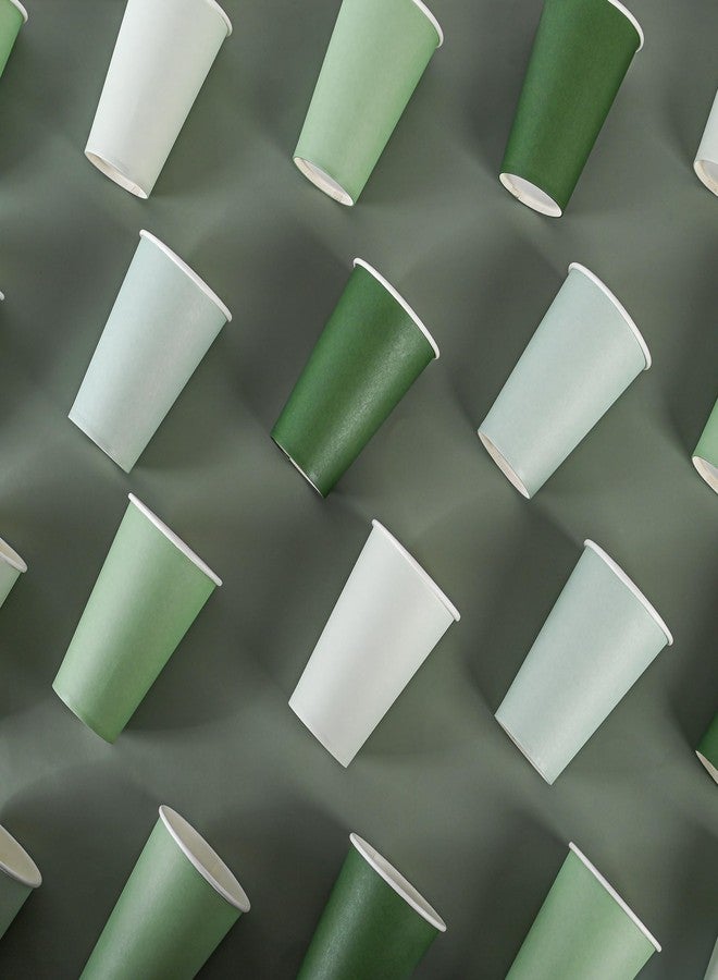 AimFun 100Pcs Sage Green Paper Cups 12oz Gradient Green Party Cups Birthday Bridal Baby Shower Disposable Drinking Cups for Hot Cold Drinks Beverage Coffee Wedding Christmas Party Supplies - Image 5